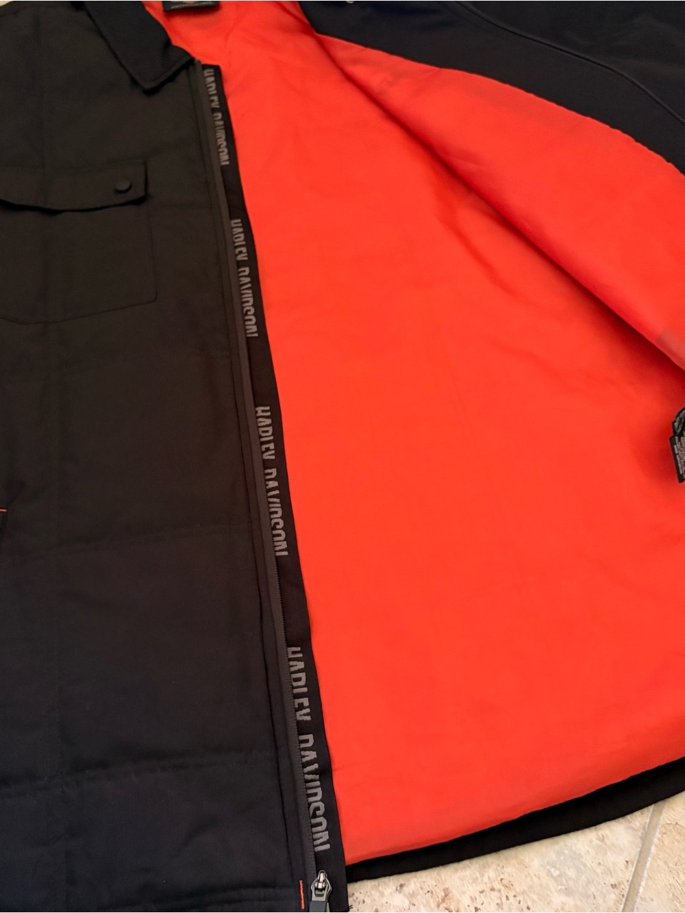 Harley Davidson Men’s XL Tall Quilted Shirt Jacket Black Logo Zip Lightweight - Picture 5 of 12